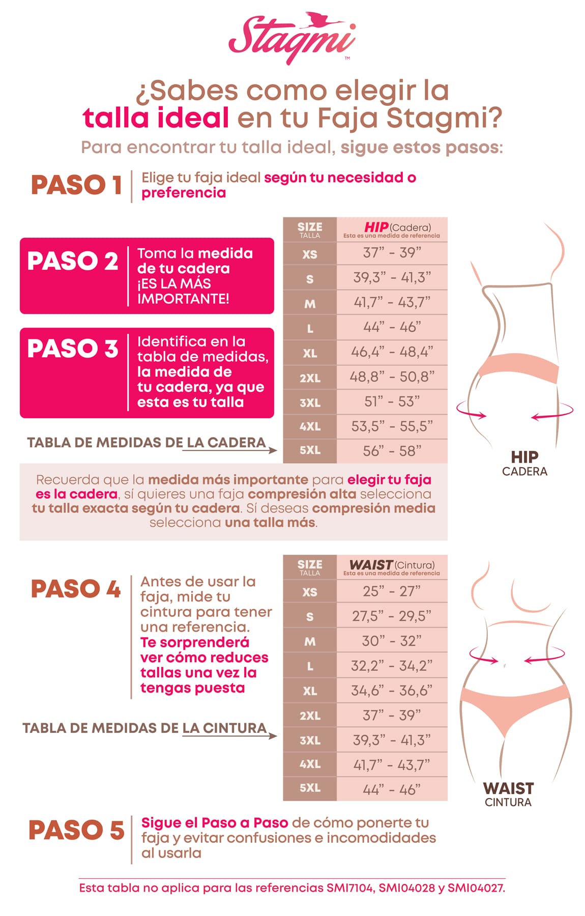 Escoge tu talla ideal para tu faja Colombia Stagmi