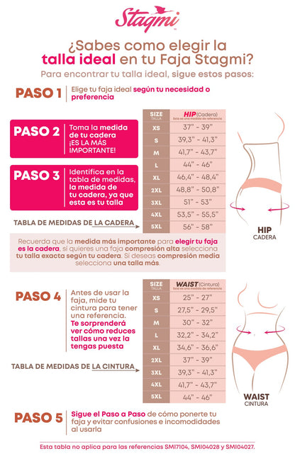 Escoge tu talla ideal para tu faja Colombia Stagmi